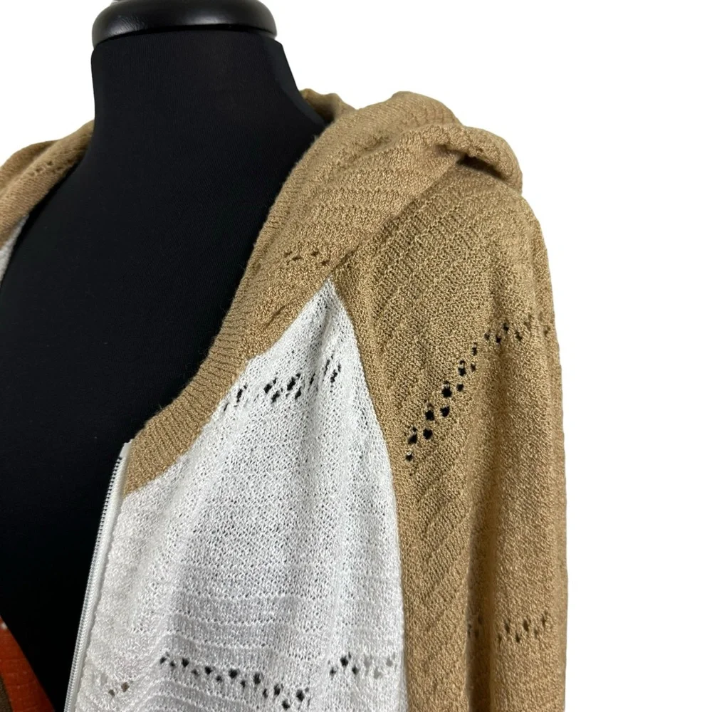 Plus Size Knit Colorblock Jacket Full Zip Hooded Size 2XL XXL - Picture 8 of 14